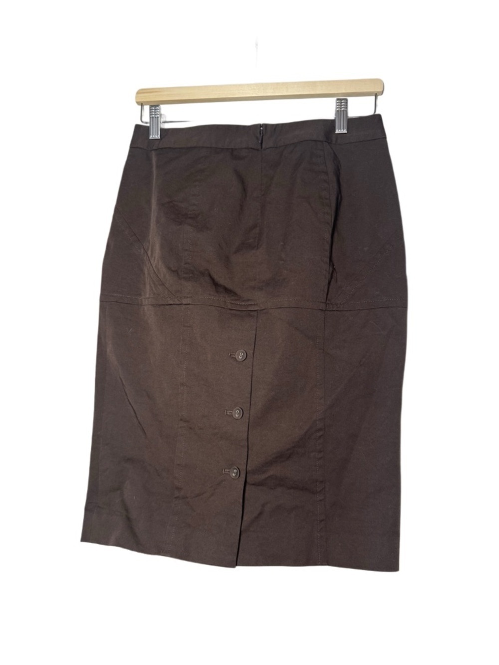 Y2K Body by Victoria Brown Button Back Stretch Cotton Pencil Skirt Office Sz 4